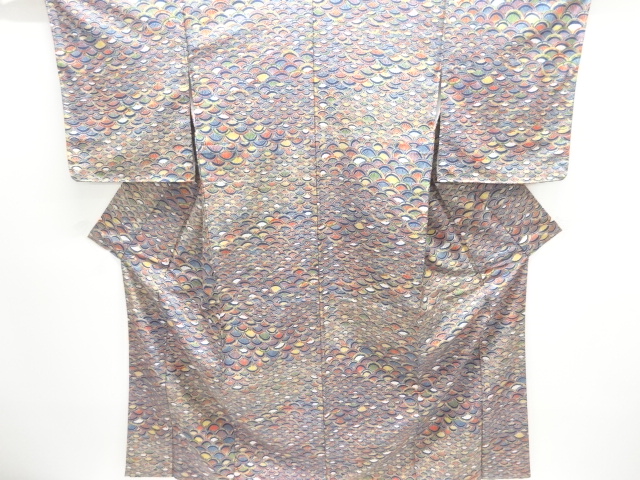 JAPANESE KIMONO / UNUSED SEIGAIHA / CHRYSANTHEMUM PATTERN KOMON